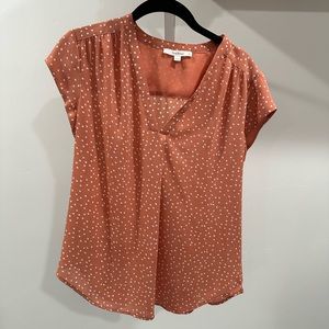 Fun2fun Lillian V Neck Blouse in Coral size small